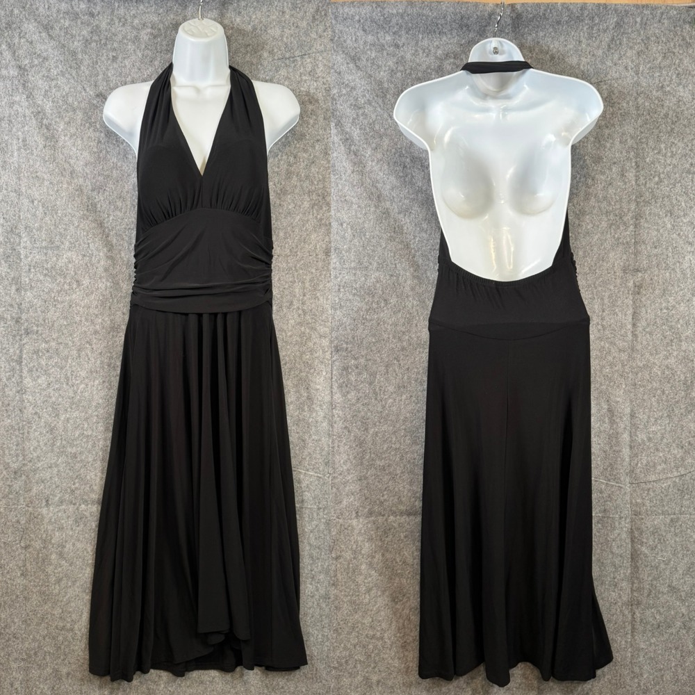 Vtg Alyn Paige Halter Backless Dress Womens Large 90s Y2K Drop Waist Whimsigoth